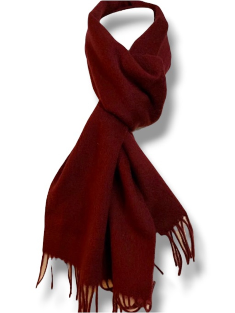 Stewart of Scotland Men’s Bordeaux Maroon Scarf Acrylic & Fringe Trim